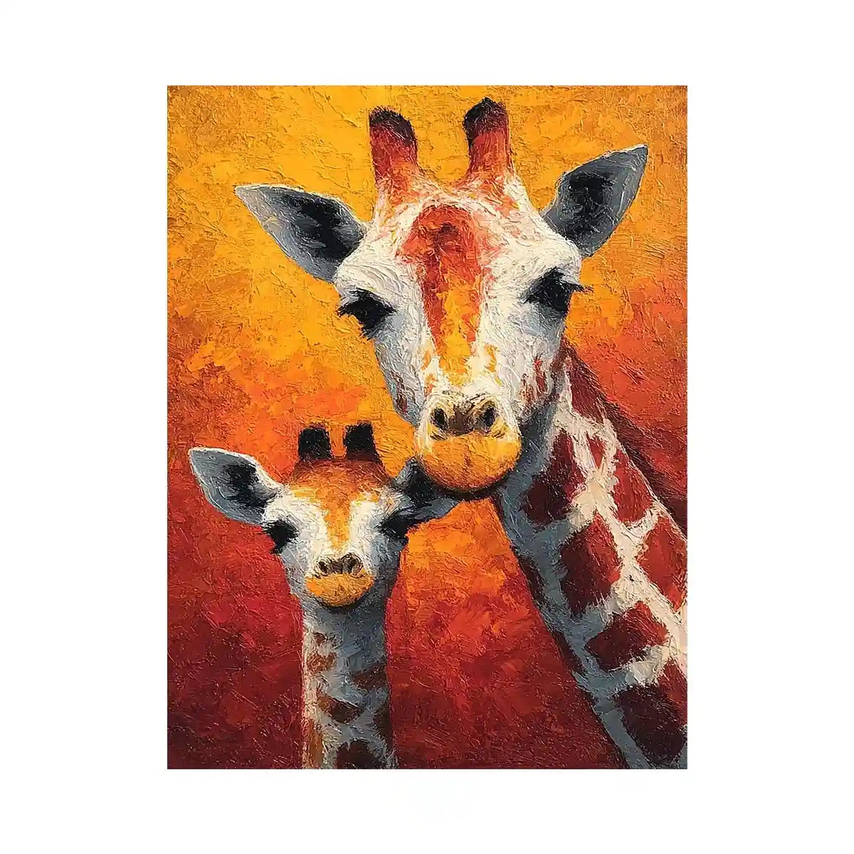 Two giraffe portrait canvas art for warm nursery and kids room decor.