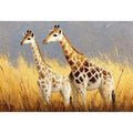 Soft giraffe savanna canvas art for neutral nursery and living room decor.