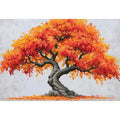 Autumn bonsai tree canvas art with orange leaves for warm modern room decor.