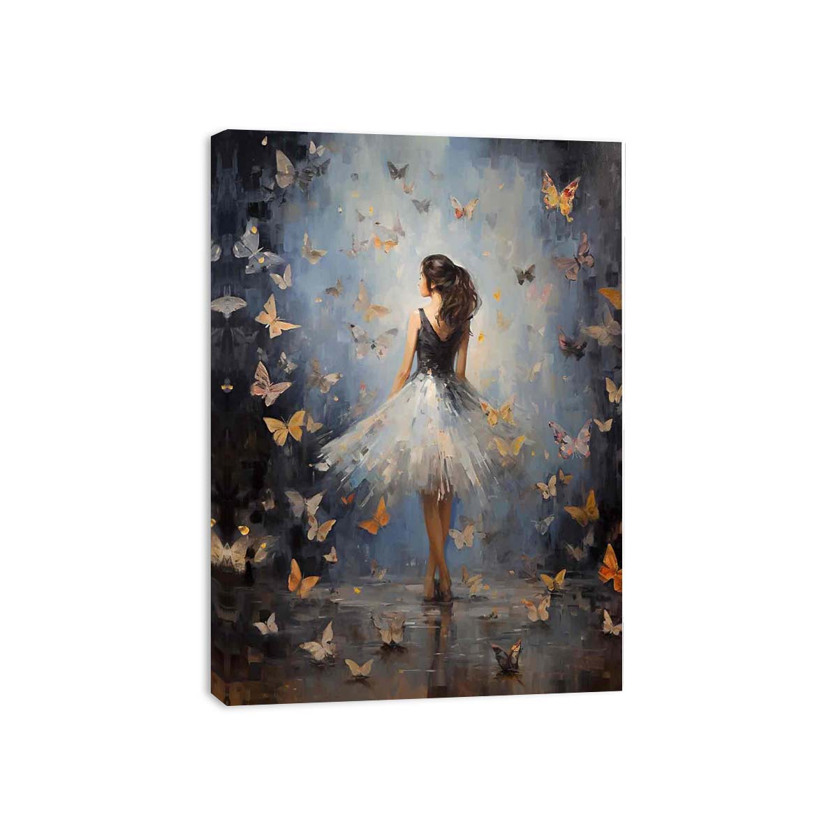 Dreamy butterfly dancer canvas art for elegant feminine bedroom wall decor.