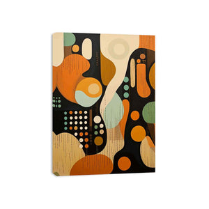 Warm abstract circle landscape canvas art for neutral modern living rooms.