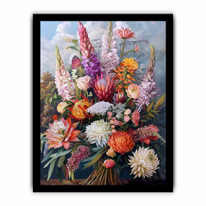 Elegant native floral bouquet canvas art for luxury living room decor.