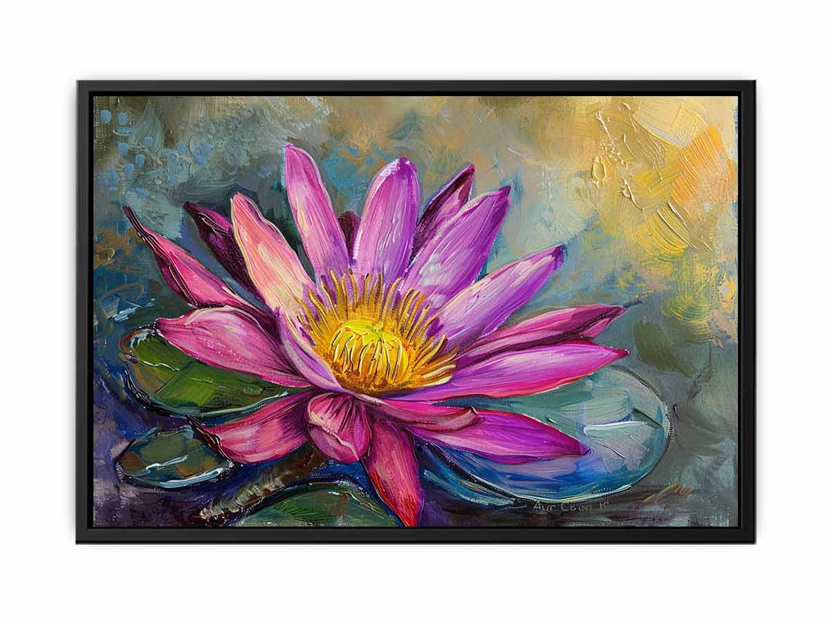 Magenta lotus flower canvas art for elegant modern living room decor.