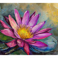 Magenta lotus flower canvas art for elegant modern living room decor.