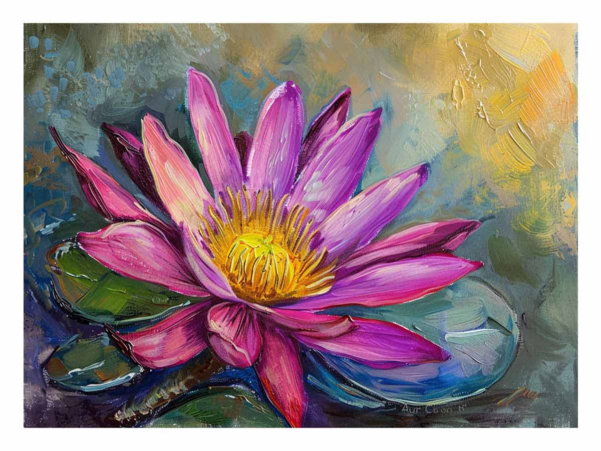 Magenta lotus flower canvas art for elegant modern living room decor.