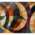 Geometric abstract canvas art with circles and warm tones for modern living room decor.