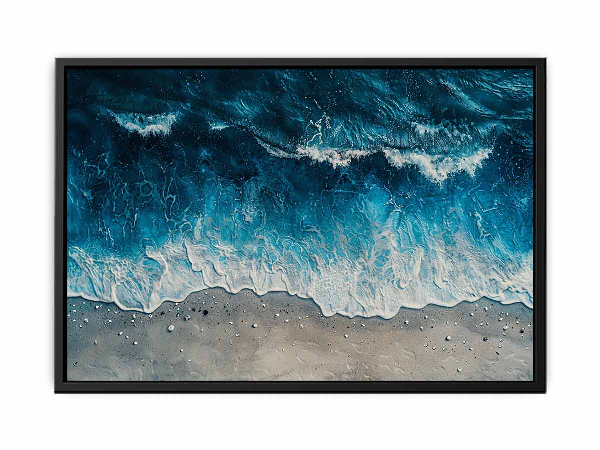 Overhead ocean wave canvas art for calm coastal bedroom or bathroom decor.