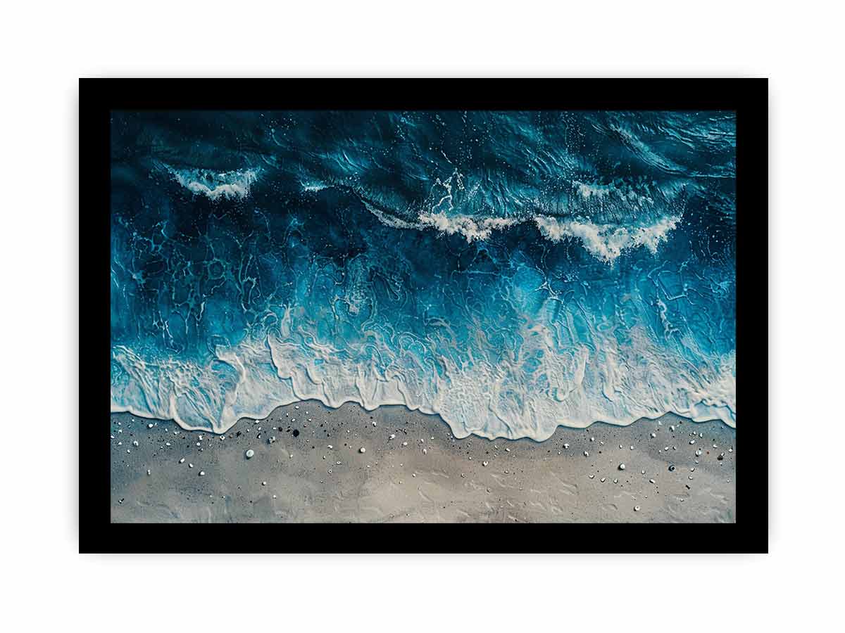 Overhead ocean wave canvas art for calm coastal bedroom or bathroom decor.