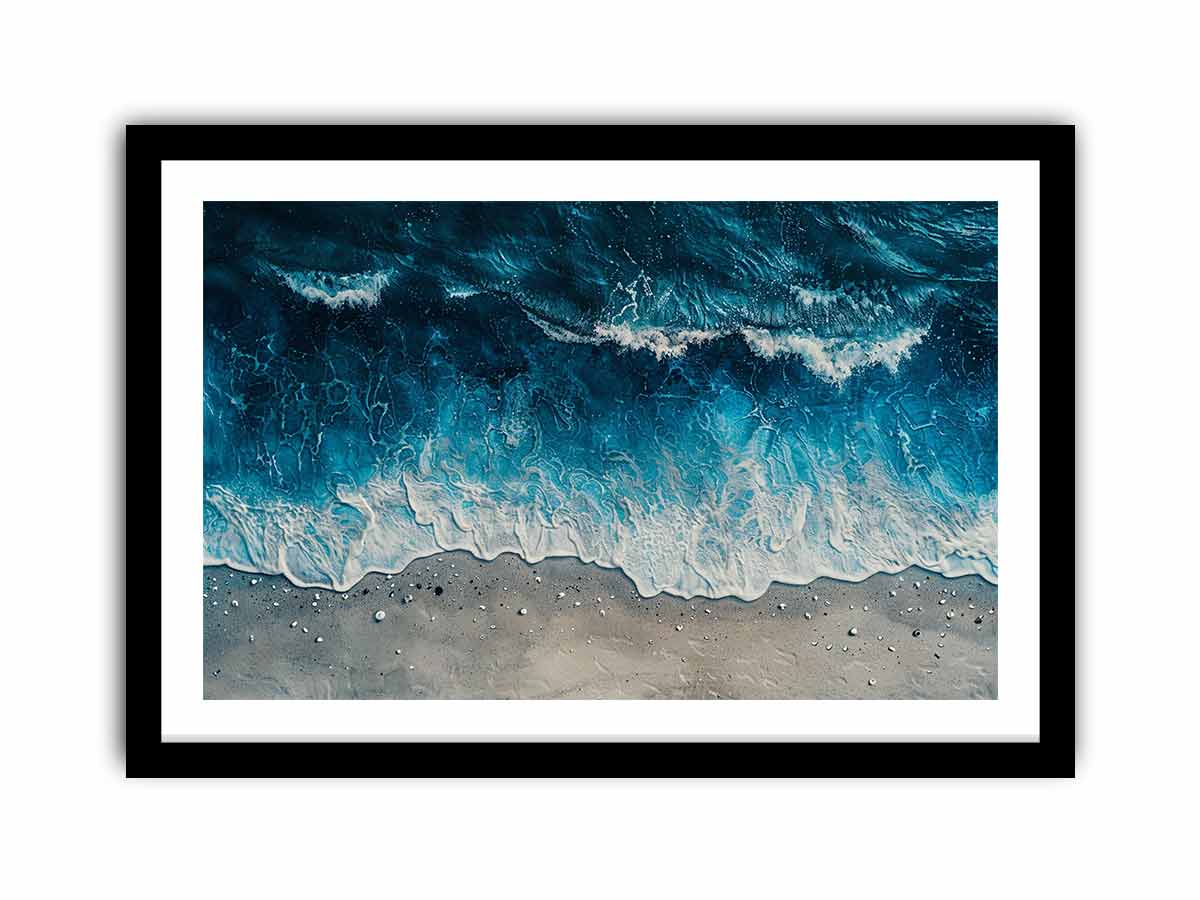 Overhead ocean wave canvas art for calm coastal bedroom or bathroom decor.