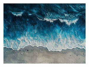 Overhead ocean wave canvas art for calm coastal bedroom or bathroom decor.