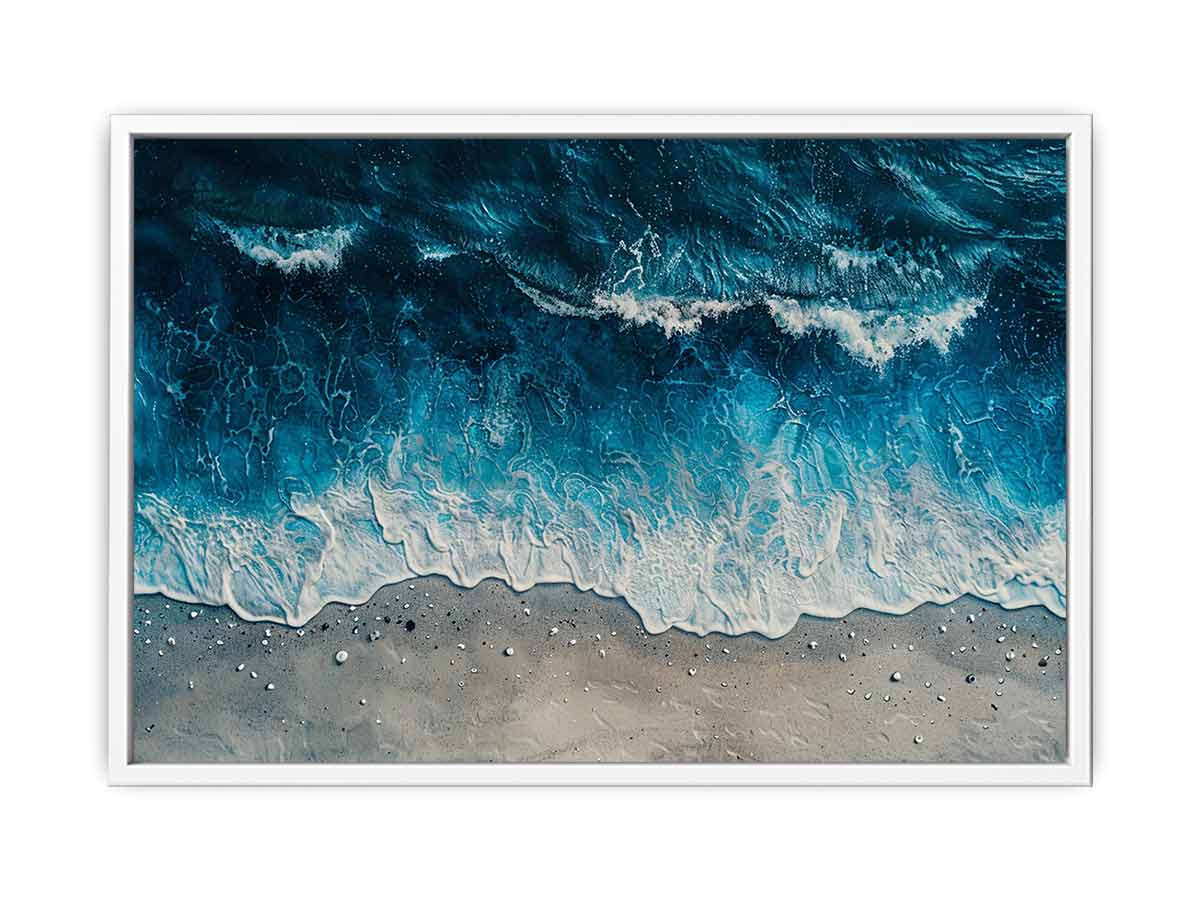 Overhead ocean wave canvas art for calm coastal bedroom or bathroom decor.