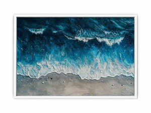 Overhead ocean wave canvas art for calm coastal bedroom or bathroom decor.