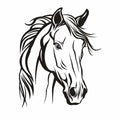 Bold black and white horse line art canvas print for modern office decor.