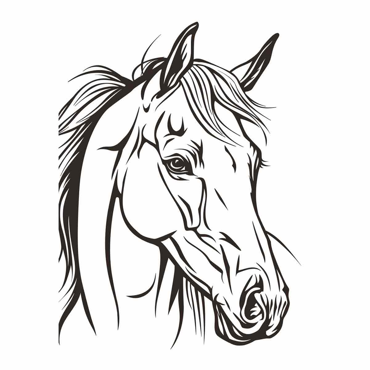 Elegant black and white horse line art canvas for modern farmhouse decor.