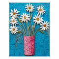 White daisy flowers in pink jar canvas print for colorful kitchen decor.