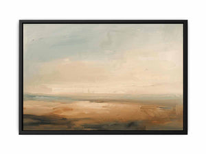Quiet Shoreline minimalist coastal abstract painting for bedroom decor.