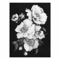 Midnight Floral Study black and white botanical drawing for bedroom decor.