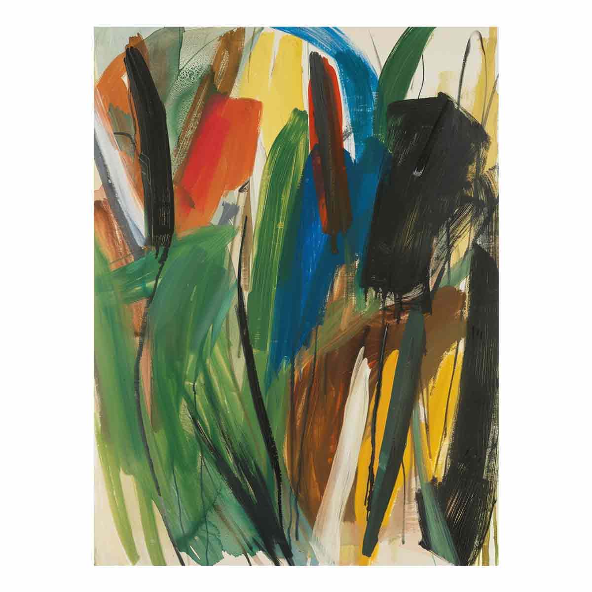 Verdant Gesture abstract expressionist painting for loft decor.