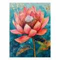 Teal Waratah Bloom modern Australian floral canvas art for living room decor.
