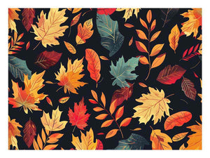 Dark autumn leaf pattern wall art for warm modern living room decor.
