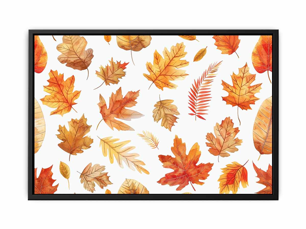 Soft watercolor autumn leaves canvas art for airy bedroom or hallway decor.