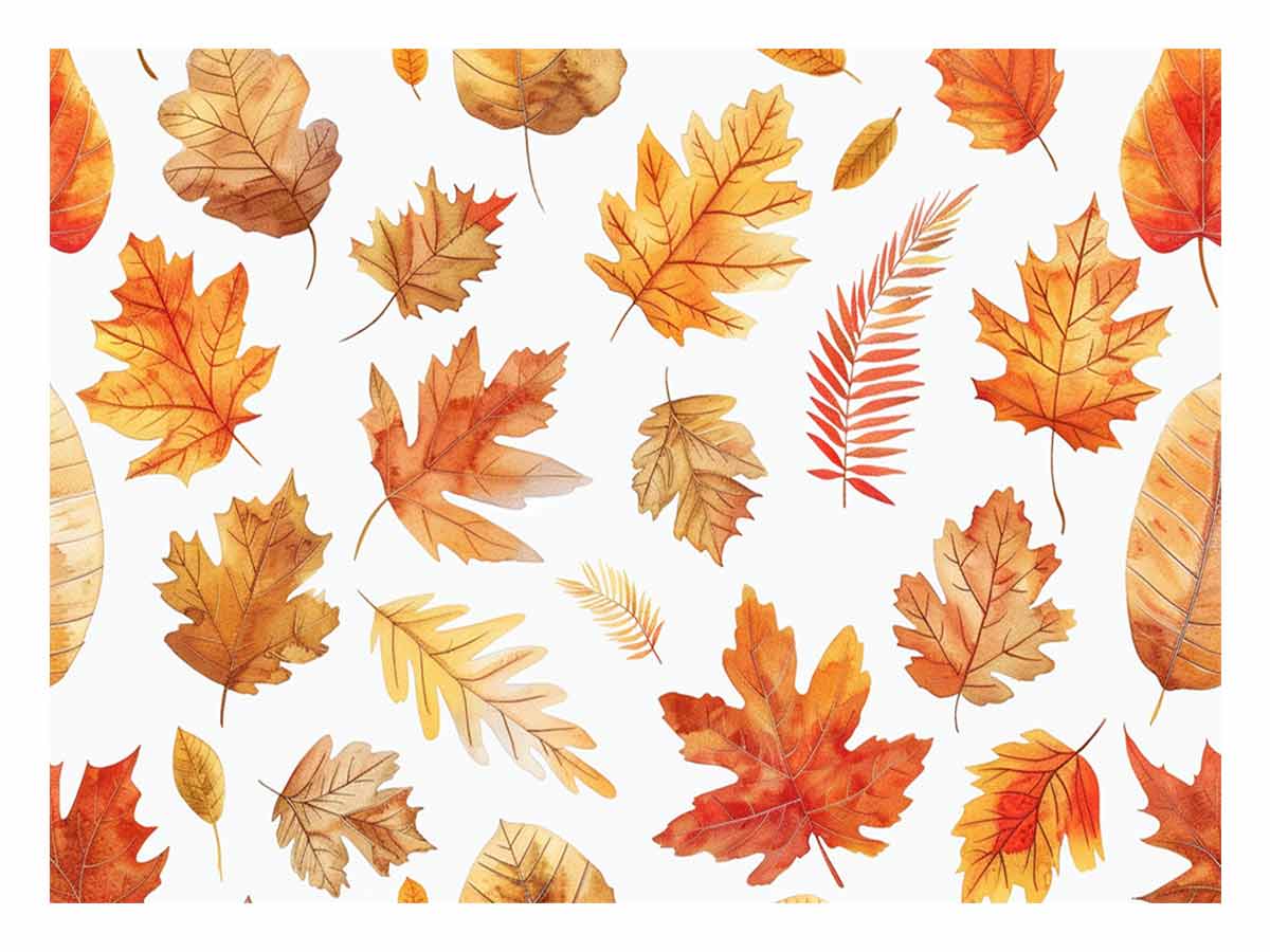 Soft watercolor autumn leaves canvas art for airy bedroom or hallway decor.