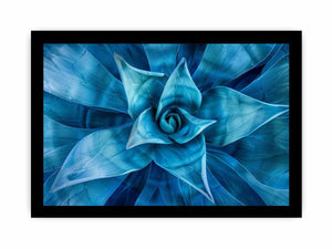 Blue agave succulent wall art for serene modern living room decor.
