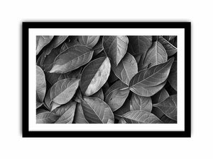Black and white botanical leaves canvas art for calm modern bedroom decor.
