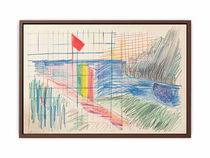 Colorful abstract grid drawing canvas art for creative office or studio decor.