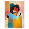 Warm abstract family embrace canvas art for modern living room or nursery decor.