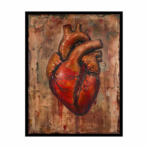 Anatomy of Passion rustic medical canvas art featuring anatomical heart for moody studio decor.