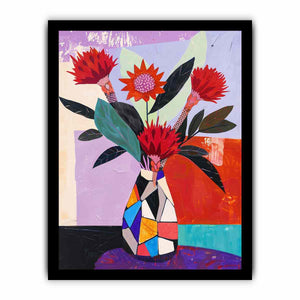 Protea Mosaic bold contemporary floral canvas print featuring native flowers for living room decor.