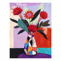 Protea Mosaic bold contemporary floral canvas print featuring native flowers for living room decor.