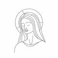 Silent Madonna minimal religious line art print featuring line art woman for bedroom decor.