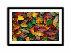 Autumn leaf photography canvas art with warm foliage for cozy living room decor.