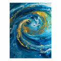 Blue and gold resin-style abstract canvas art for elegant bedroom or living room decor.