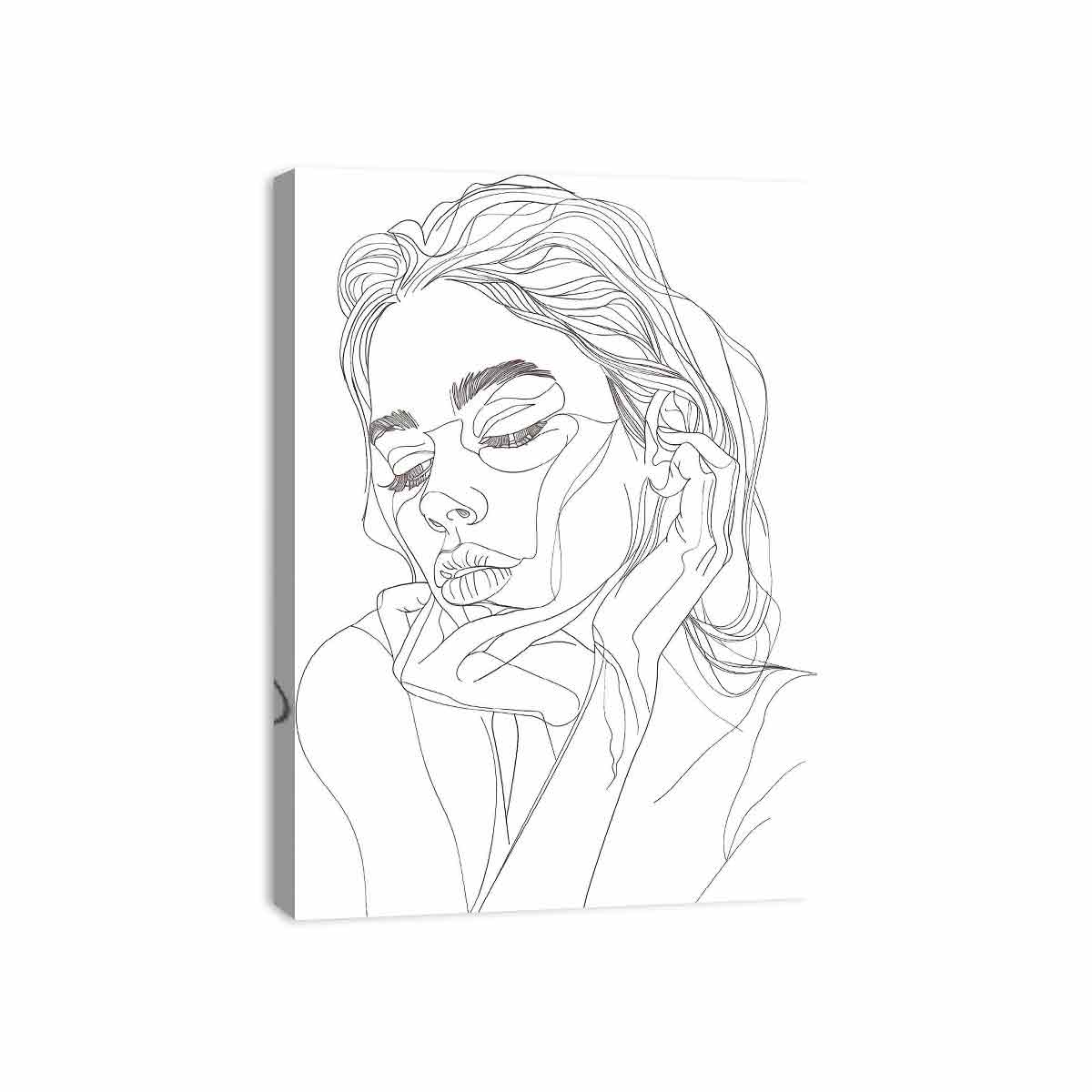 Minimal woman line art print for calm modern bedroom decor.