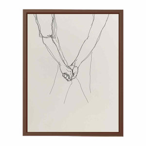 Minimal holding hands artwork for neutral bedroom and hallway decor.