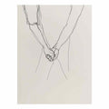 Minimal holding hands artwork for neutral bedroom and hallway decor.