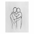 Minimal couple embrace canvas art for calm modern bedroom decor.