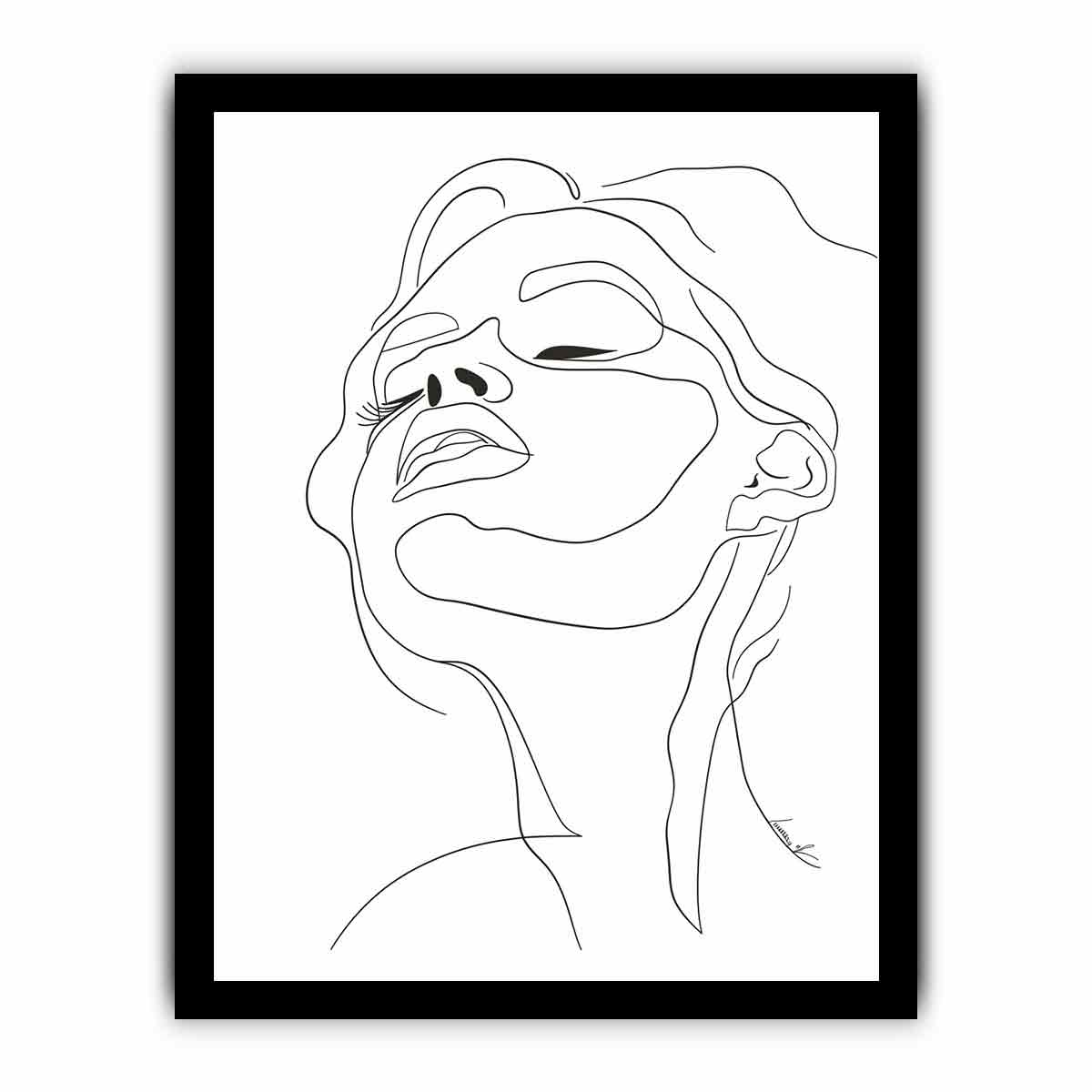 Minimal face line art print for clean modern bedroom and bathroom decor.