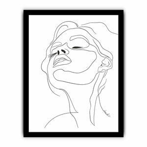 Minimal face line art print for clean modern bedroom and bathroom decor.