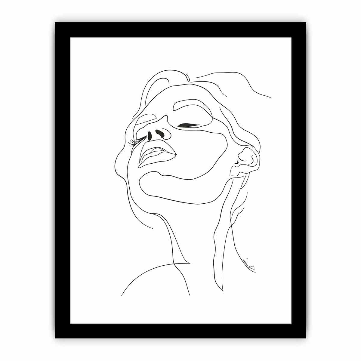 Minimal face line art print for clean modern bedroom and bathroom decor.