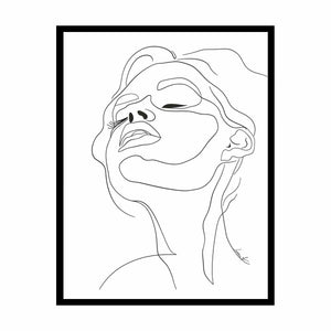 Minimal face line art print for clean modern bedroom and bathroom decor.
