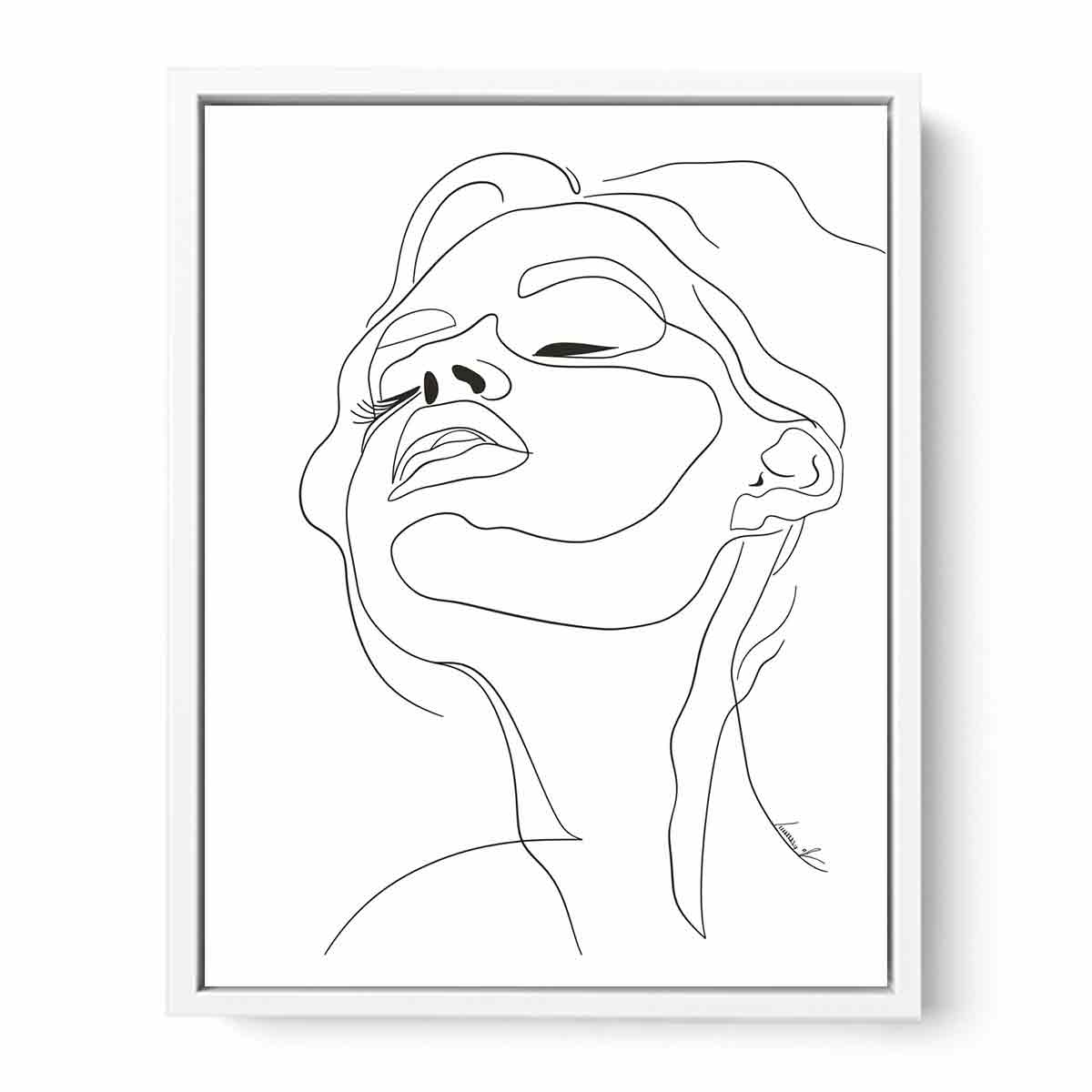 Minimal face line art print for clean modern bedroom and bathroom decor.