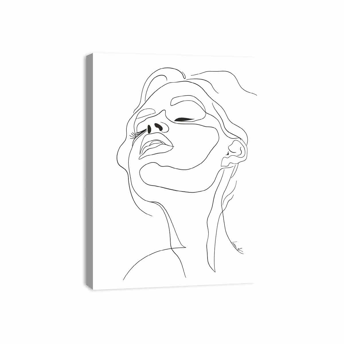 Minimal face line art print for clean modern bedroom and bathroom decor.