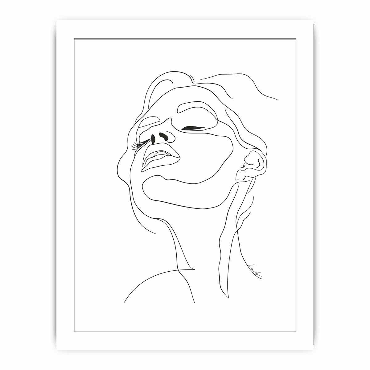 Minimal face line art print for clean modern bedroom and bathroom decor.