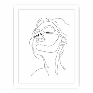 Minimal face line art print for clean modern bedroom and bathroom decor.