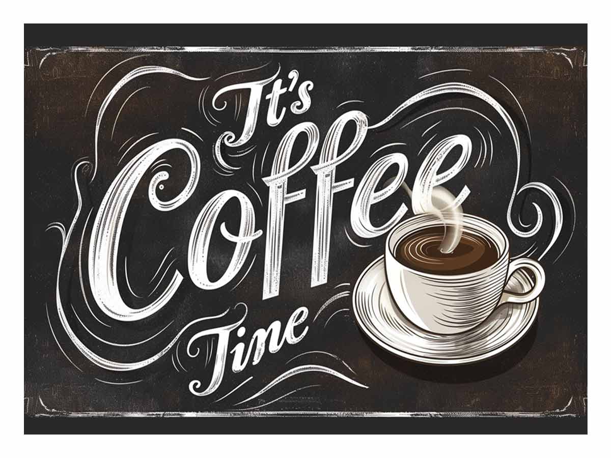 Vintage coffee typography wall art for kitchen or cafe decor.