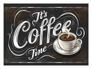 Vintage coffee typography wall art for kitchen or cafe decor.